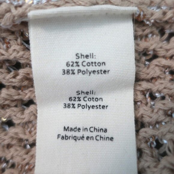 L'Agence Blanca Sequin Cardigan Beige/Gold Crochet Knit Size Small - Picture 7 of 9